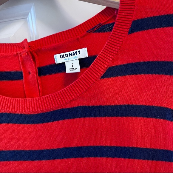 Old Navy Striped Sweater Dress red and navy size s button back - Picture 2 of 3